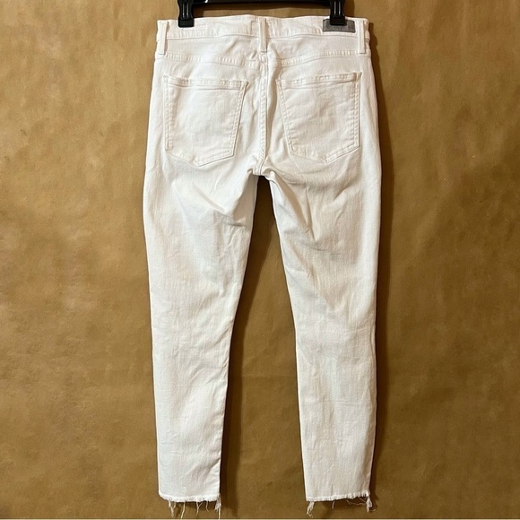 Agolde | Sophie Crop High Rise Distressed Skinny Jeans Raw Hem White Size 29 - Picture 9 of 16